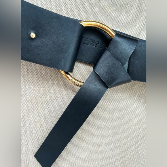 Anne Klein Synthetic Leather Black And Gold Tone Belt - Picture 2 of 5
